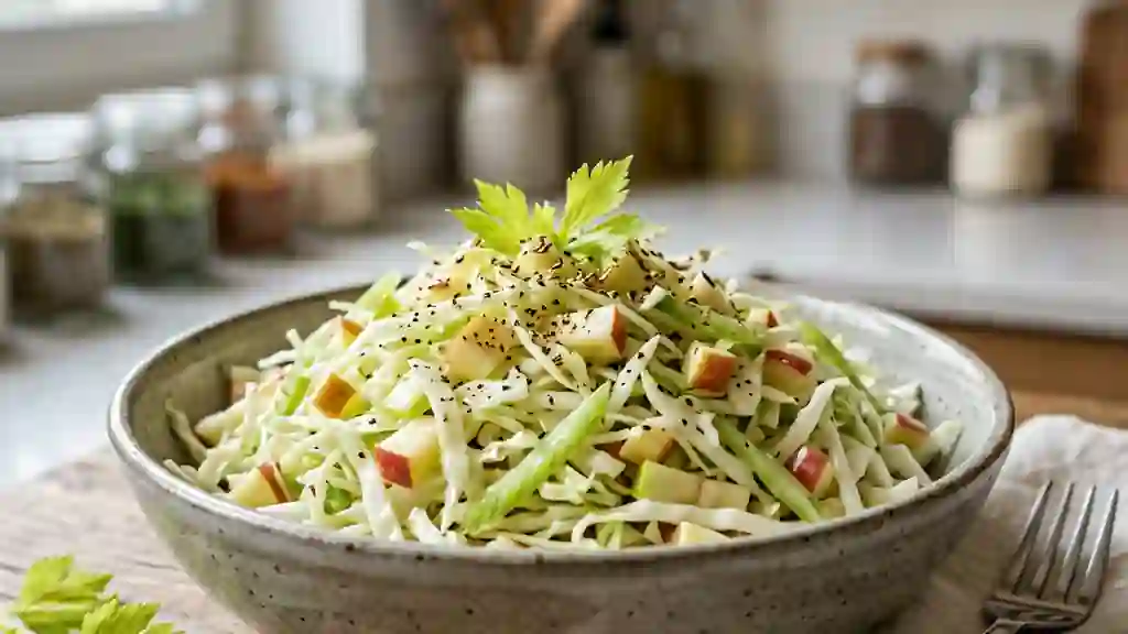 Salade de chou croquante aux pommes et céleri - Photo de présentation