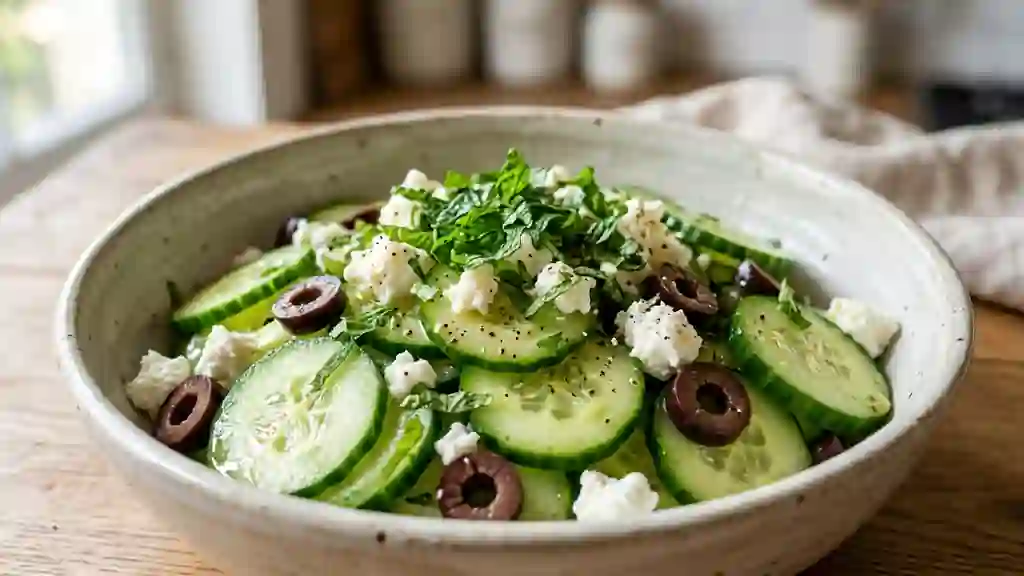 Salade de concombre croquante au chèvre frais - Photo de présentation