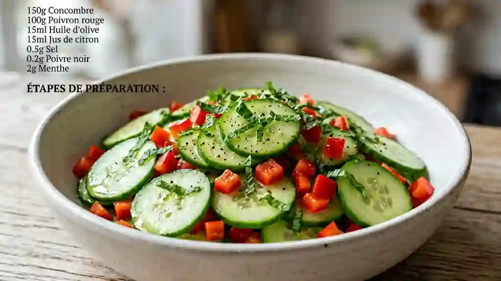 Salade croquante concombre, poivron et menthe - Photo de présentation