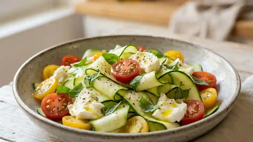 Courgettes crues et mozzarella crémeuse - Photo de présentation