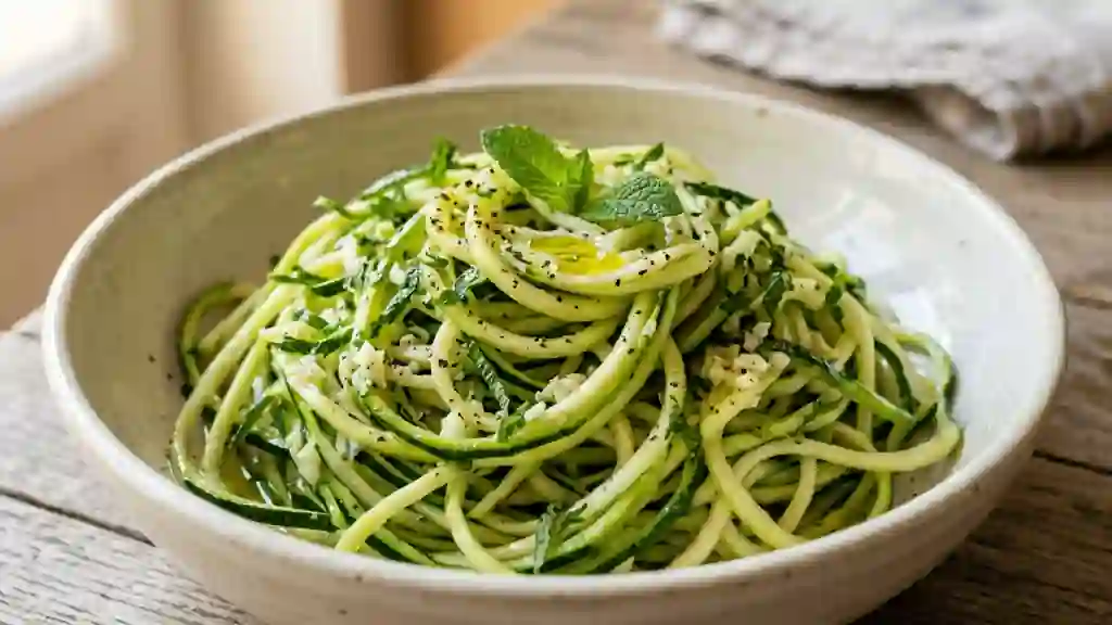 Spaghettis de courgette croquants à la menthe - Photo de présentation