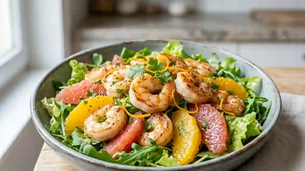 Salade de crevettes acidulée aux agrumes - Photo de présentation