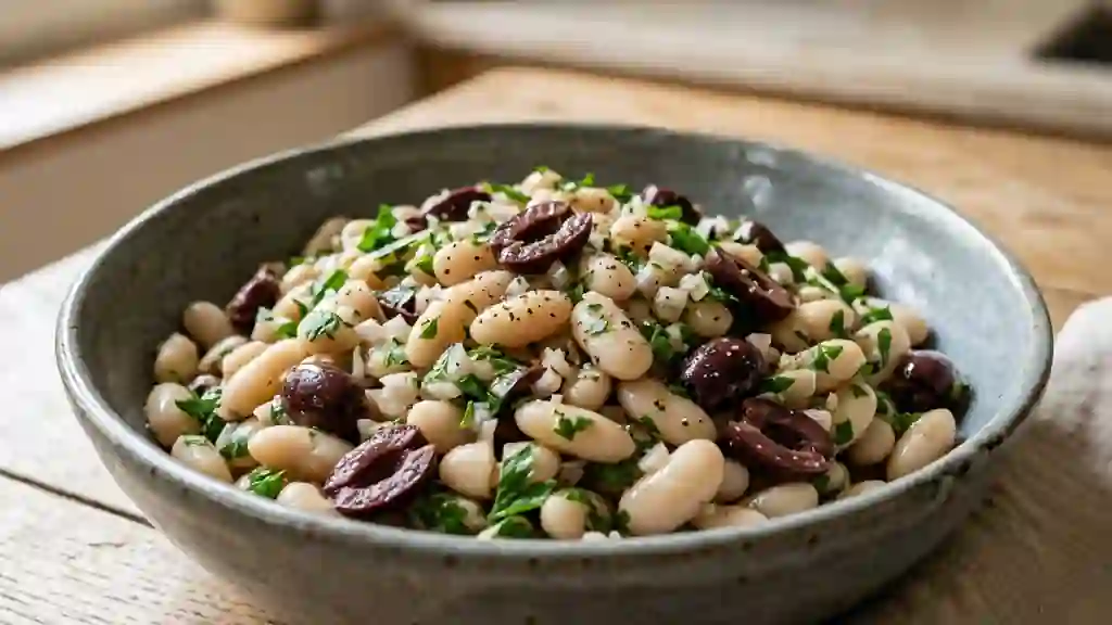 Salade de cocos fondants aux olives noires - Photo de présentation
