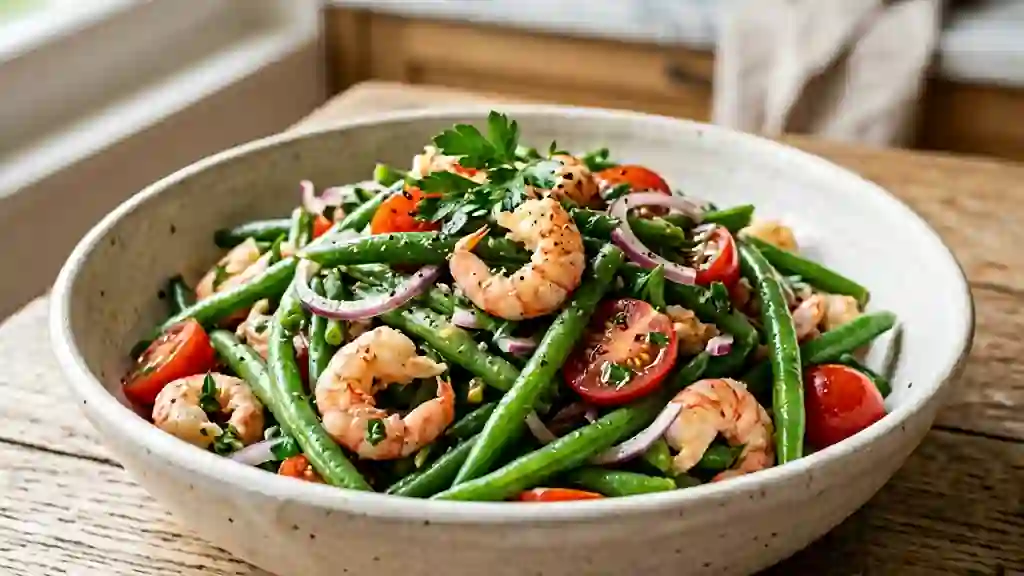 Salade croquante de haricots verts et écrevisses - Photo de présentation
