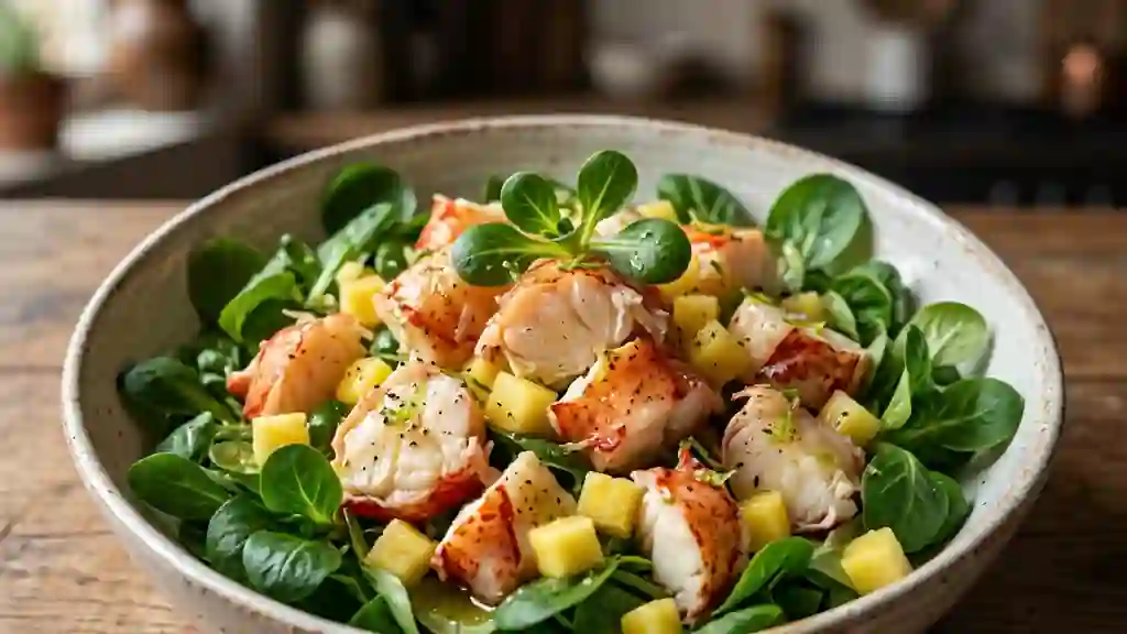 Salade de homard nacré et ananas acidulé - Photo de présentation