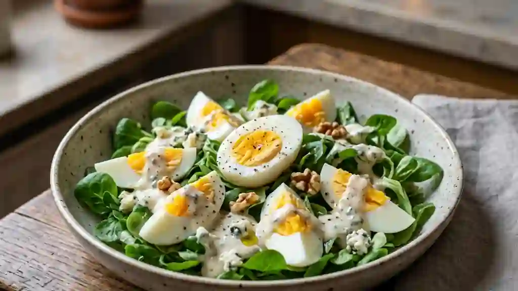 Mâche aux œufs et crème de roquefort - Photo de présentation