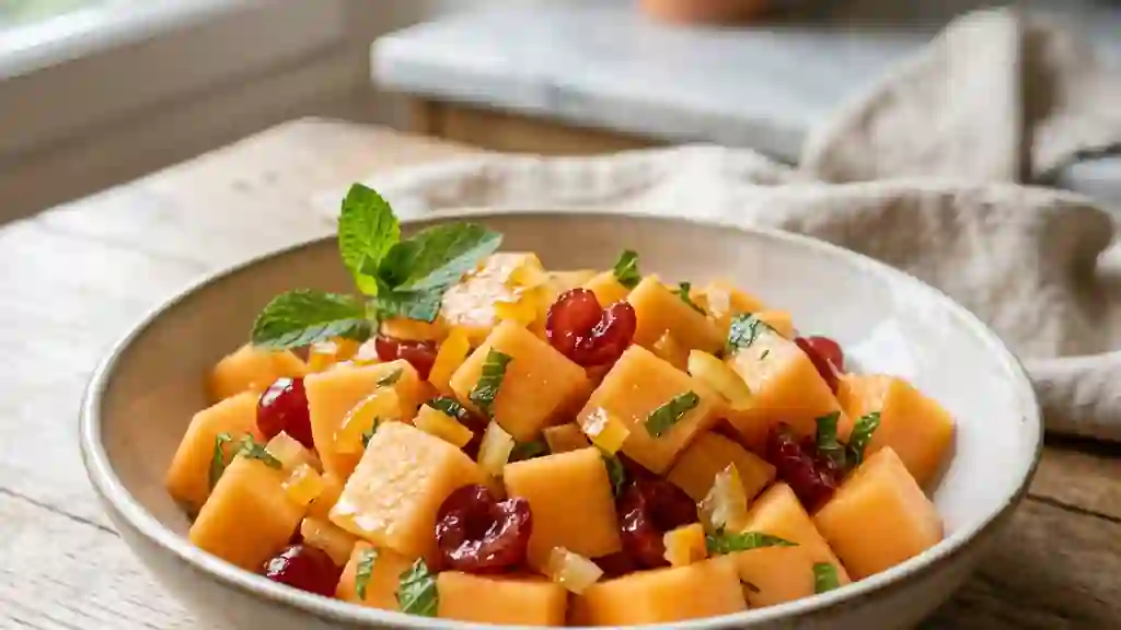 Melon Frais aux Fruits Confits et Menthe - Photo de présentation