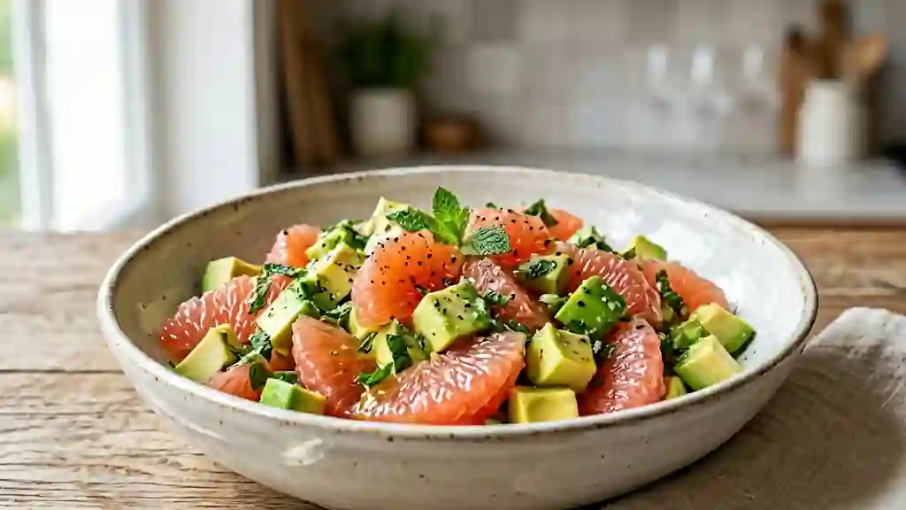 Salade acidulée pamplemousse et avocat fondant - Photo de présentation