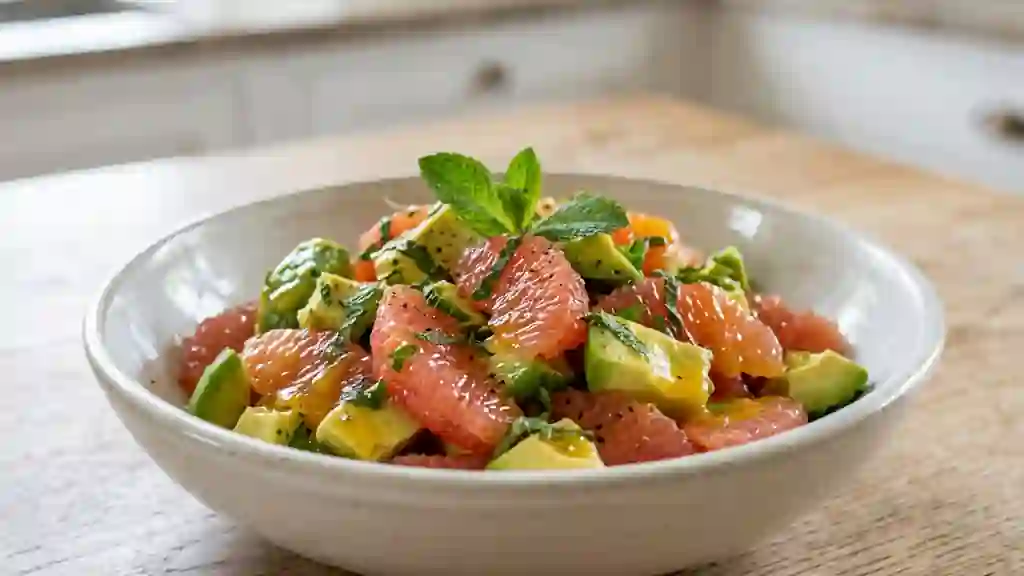 Salade fraîcheur pamplemousse, avocat et mandarine - Photo de présentation