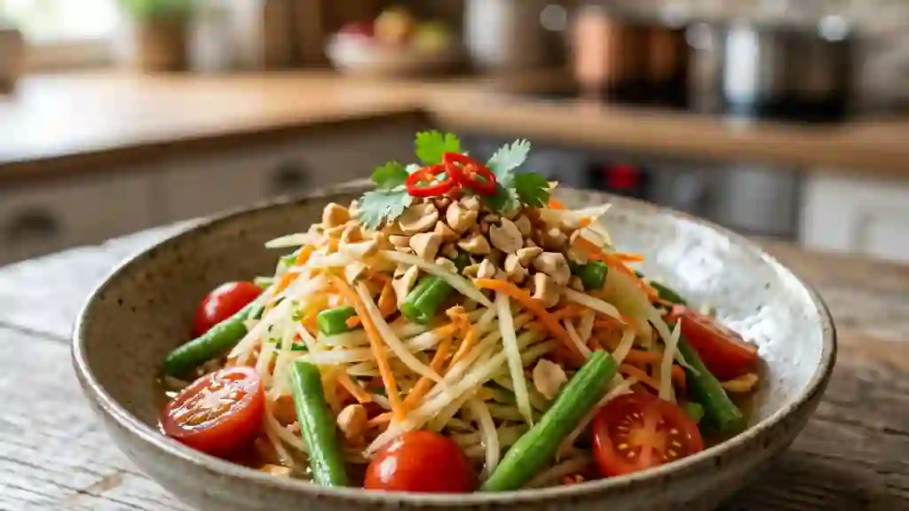Salade de papaye verte croquante et acidulée - Photo de présentation