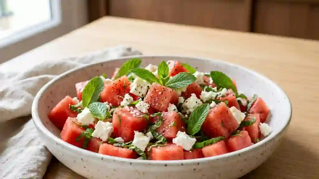 Salade Pastèque Feta au Sel de Menthe - Photo de présentation