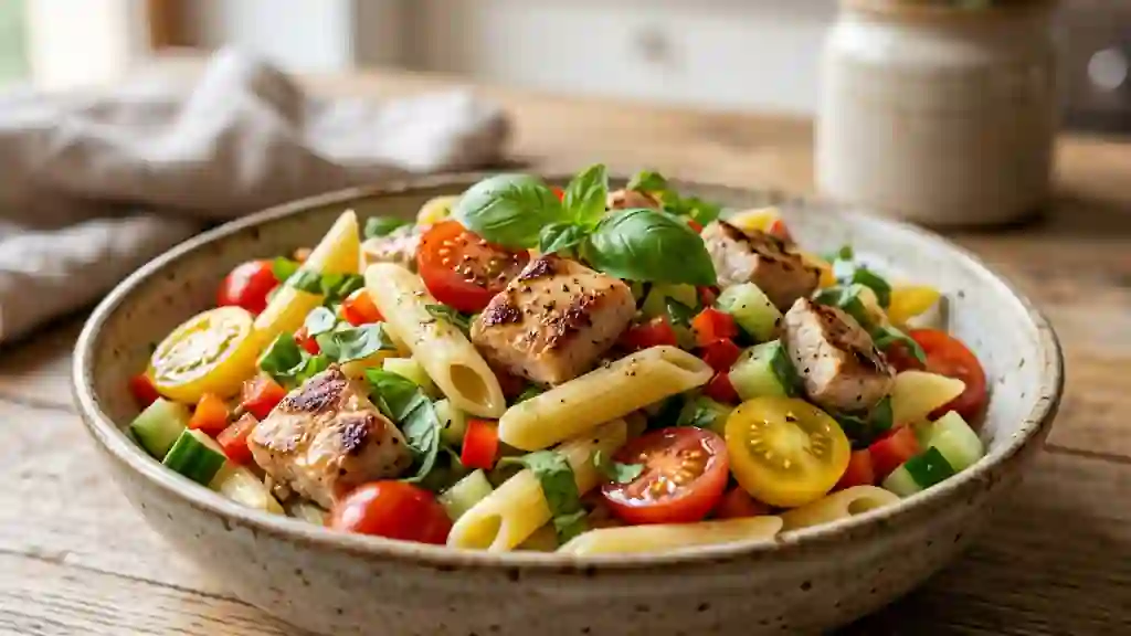 Penne croquantes à la dinde et au basilic - Photo de présentation