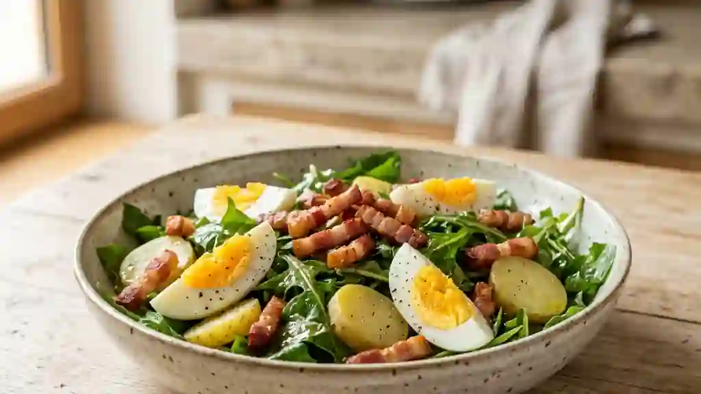 Pissenlits croquants, lardons et pommes de terre - Photo de présentation