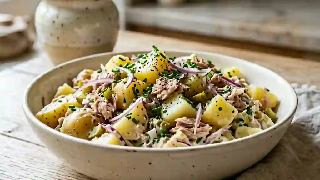 Salade de pommes de terre au thon onctueuse - Photo de présentation