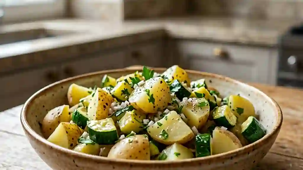 Salade de pommes de terre et courgettes fraîches - Photo de présentation