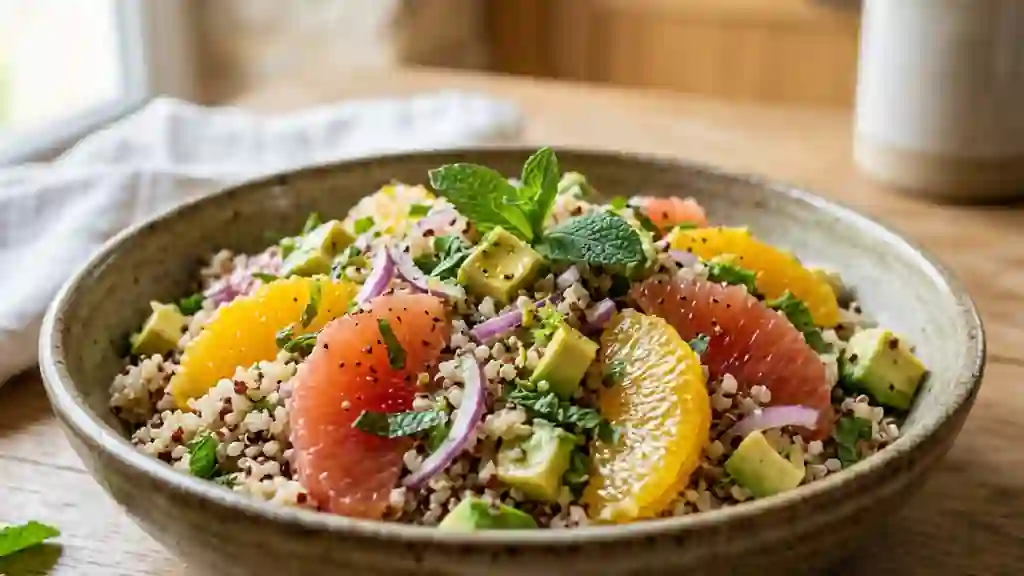 Quinoa perlé, suprêmes d'agrumes et avocat - Photo de présentation