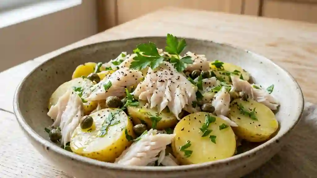 Raie effilochée et pommes de terre aux câpres - Photo de présentation