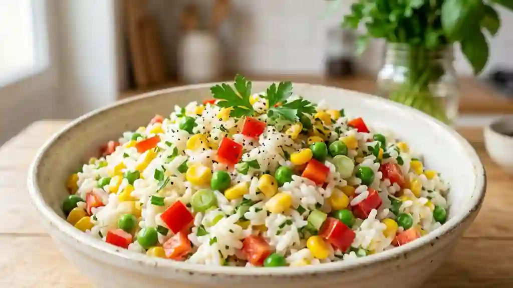 Salade de riz croquante à la mayonnaise - Photo de présentation