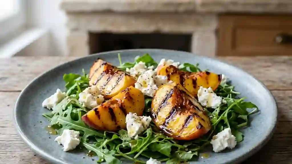 Salade de Pêches Grillées et Chèvre Frais Crémeux - Photo de présentation