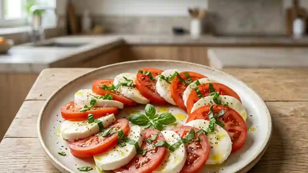 Tomates Mozzarella Fondantes au Basilic Frais - Photo de présentation