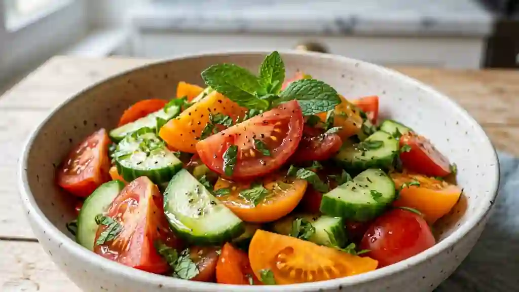Salade Tomate Concombre à la Menthe Fraîche - Photo de présentation