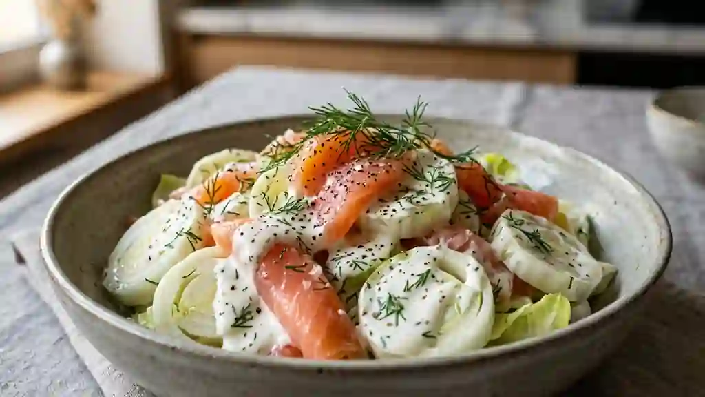 Endives croquantes et saumon fumé sauce veloutée - Photo de présentation