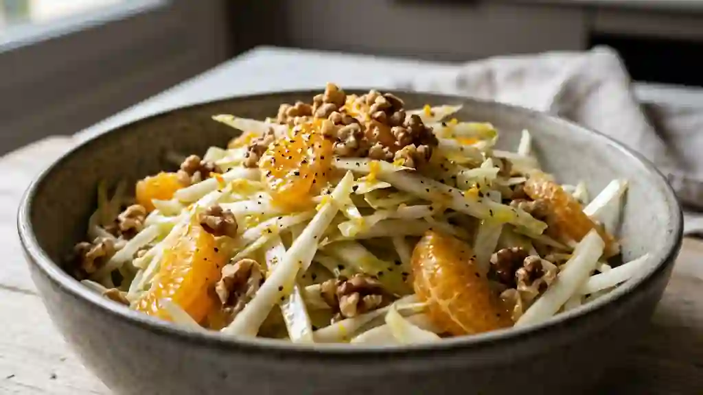 Salade d'endives croquante aux mandarines et noix - Photo de présentation