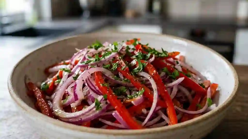 Salade Croquante Oignon et Poivron Rouge - Photo de présentation