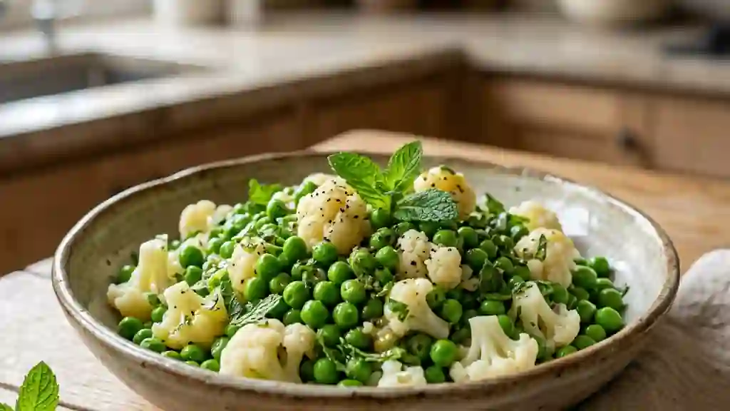 Salade croquante petits pois, chou-fleur et menthe - Photo de présentation