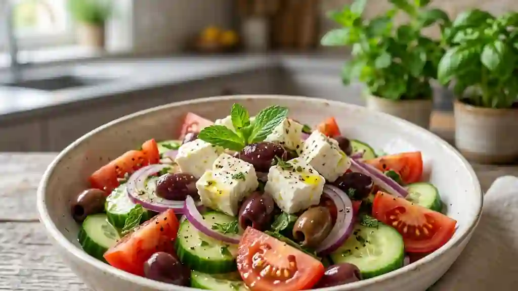 Salade grecque croquante à la feta et menthe - Photo de présentation