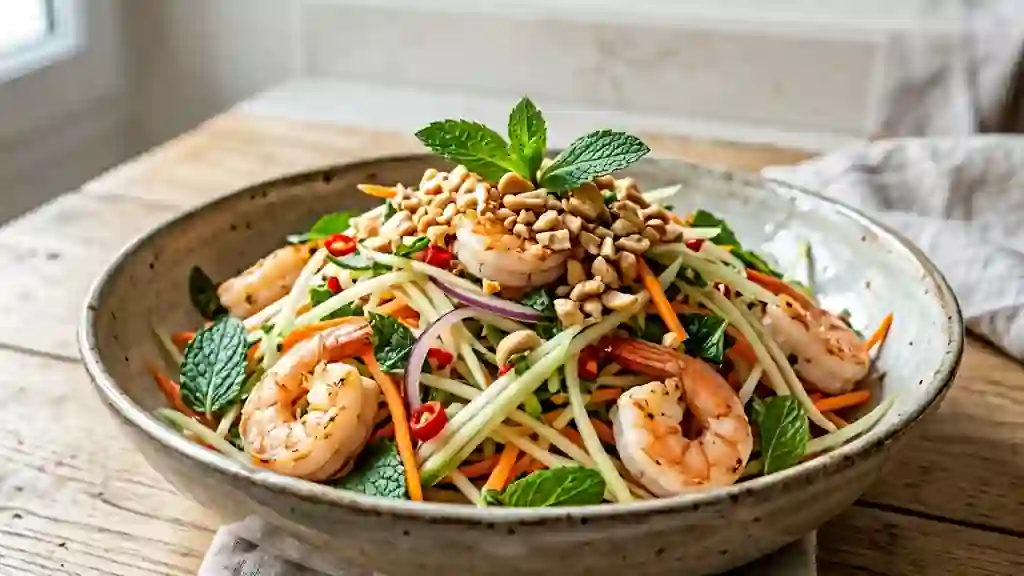 Salade de papaye verte et crevettes acidulées - Photo de présentation