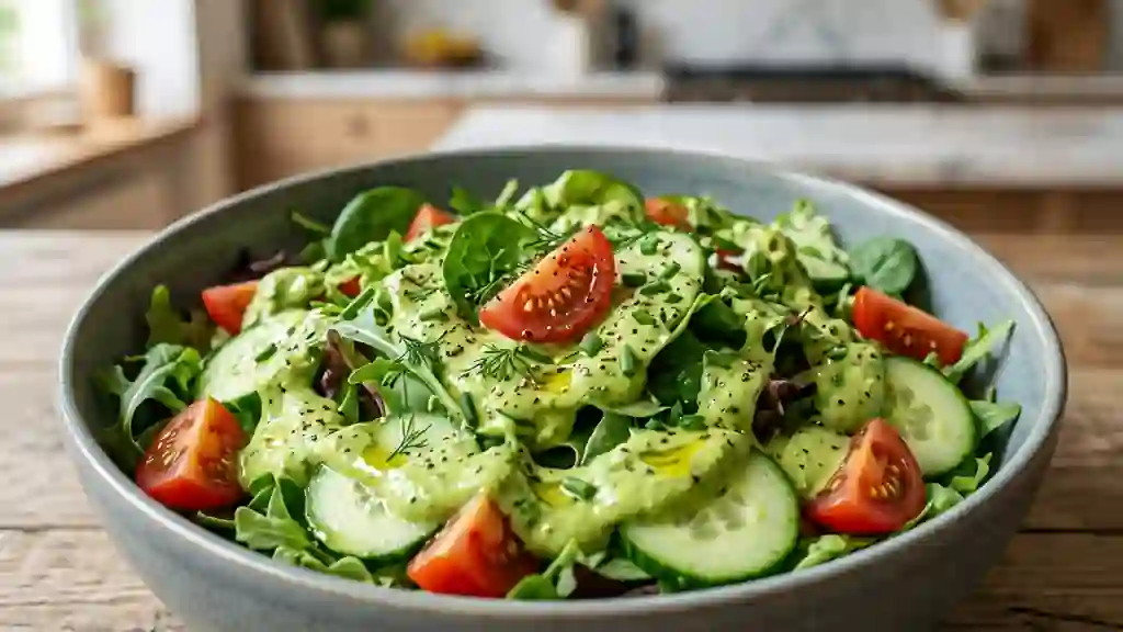 Salade Croquante et sa Crème d'Avocat Citronnée - Photo de présentation