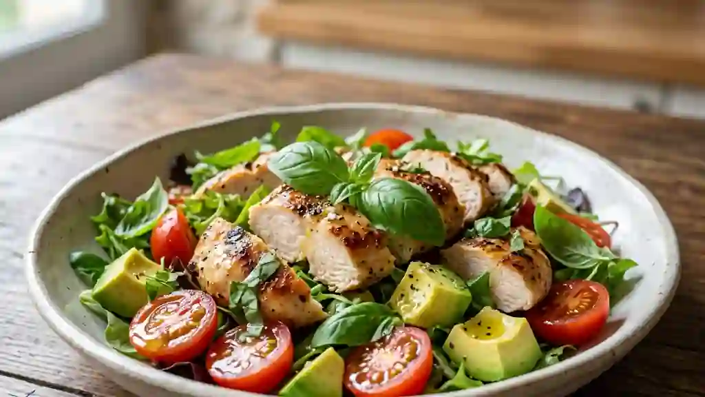 Salade Poulet, Avocat Crémeux et Basilic Frais - Photo de présentation