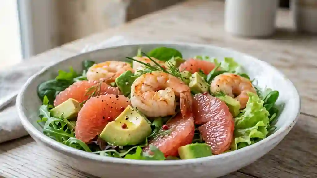 Salade crevettes pamplemousse acidulée et croquante - Photo de présentation