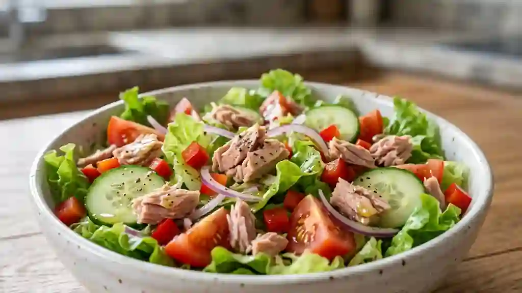 Salade croquante au thon et légumes d'été - Photo de présentation
