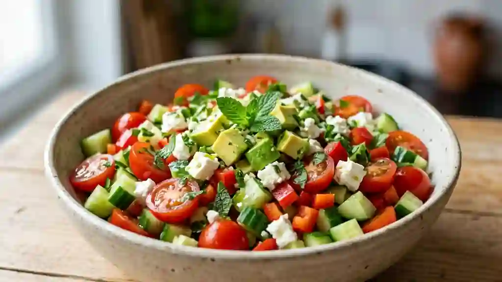 Salade croquante à la feta et menthe ciselée - Photo de présentation