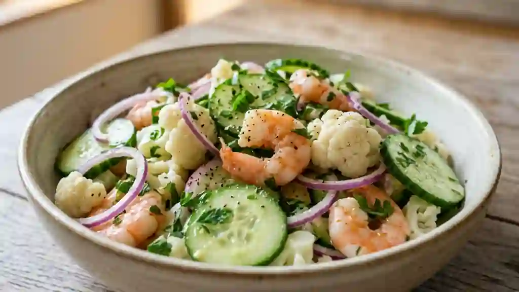 Salade croquante crevettes et chou-fleur - Photo de présentation