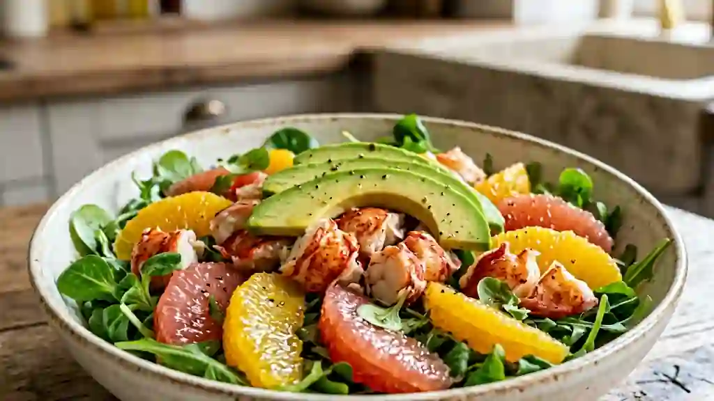 Salade de homard aux agrumes et avocat fondant - Photo de présentation