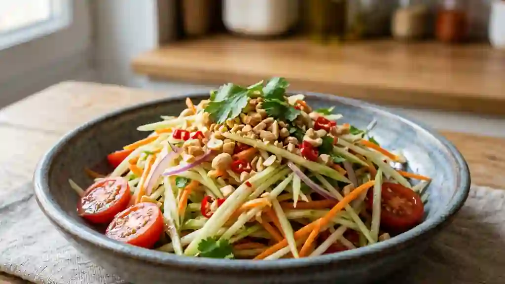 Salade de papaye verte tahitienne acidulée - Photo de présentation