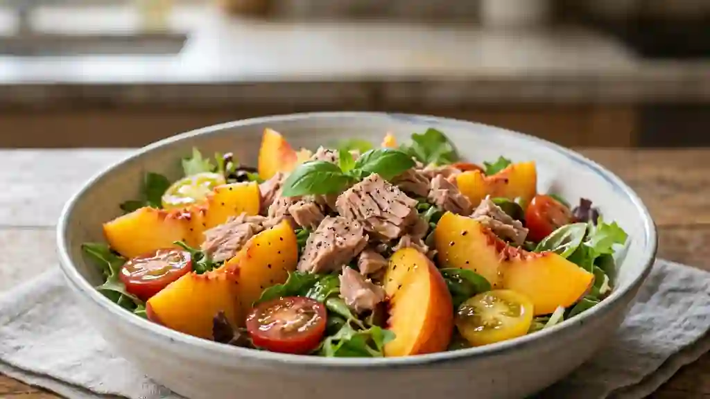 Salade de pêches fondantes au thon - Photo de présentation