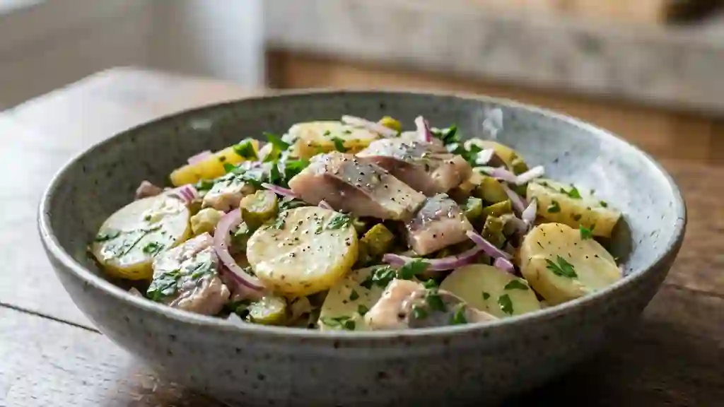 Salade de pommes de terre marine et hareng fumé - Photo de présentation
