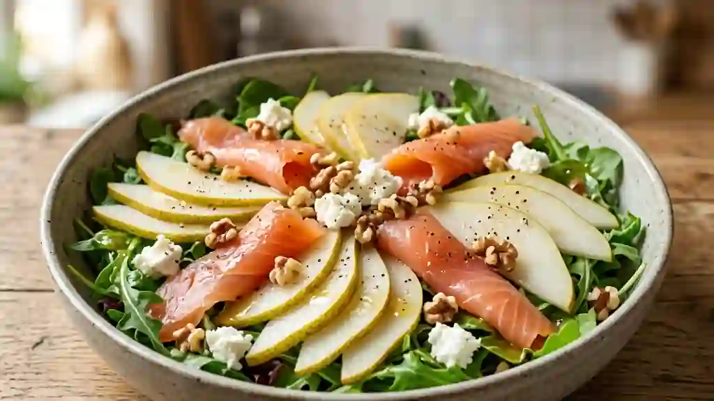 Saladette fondante saumon, poire et chèvre - Photo de présentation