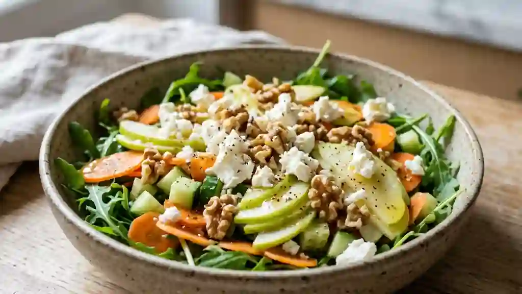 Salade croquante pomme, feta et noix - Photo de présentation
