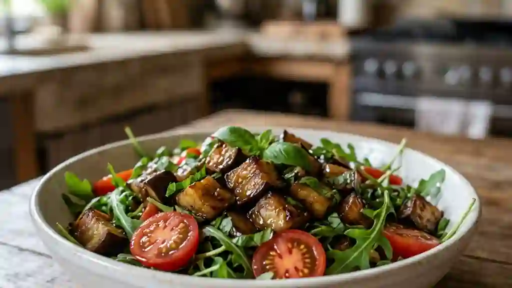 Aubergines confites fondantes et roquette - Photo de présentation