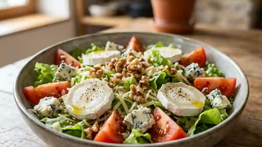 Salade croquante au trio de fromages et miel - Photo de présentation