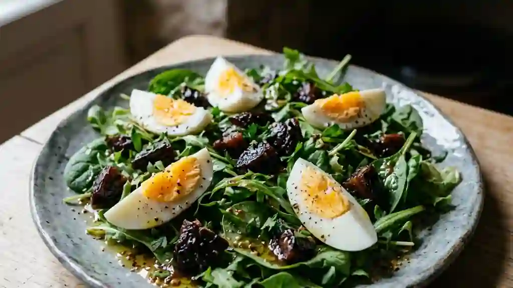 Salade croquante œufs et pruneaux fondants - Photo de présentation