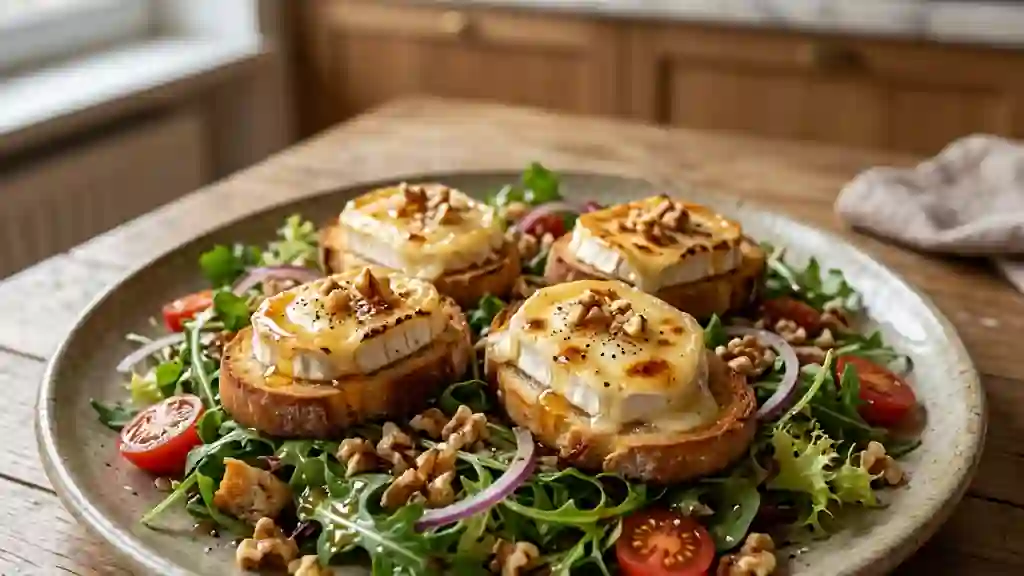 Salade de chèvre chaud fondant et miel - Photo de présentation