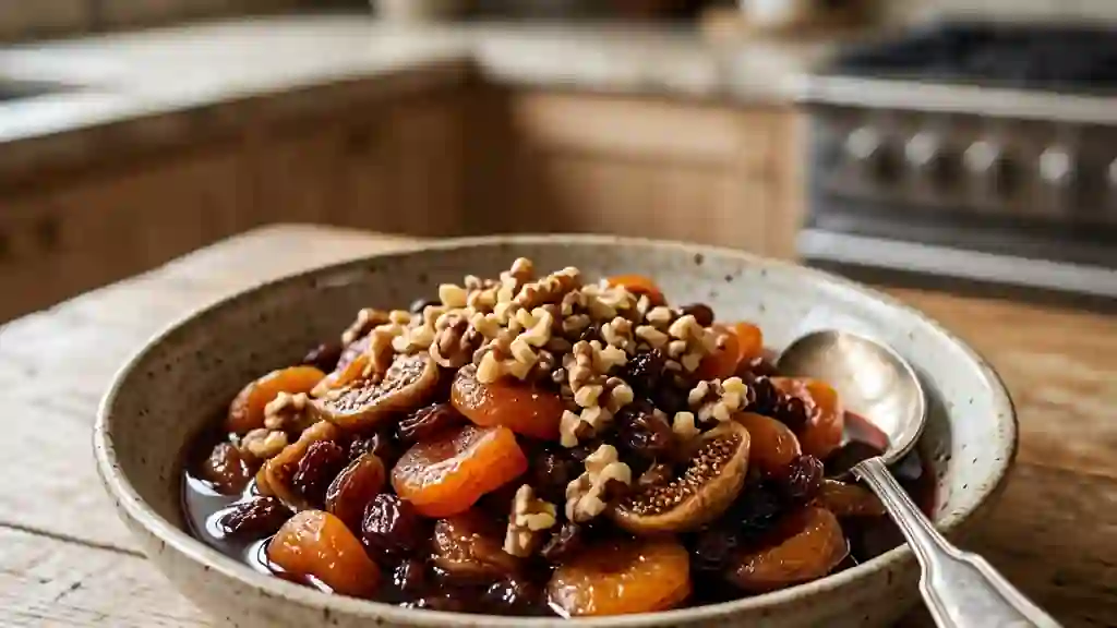 Fruits secs fondants infusés au vin et kirsch - Photo de présentation