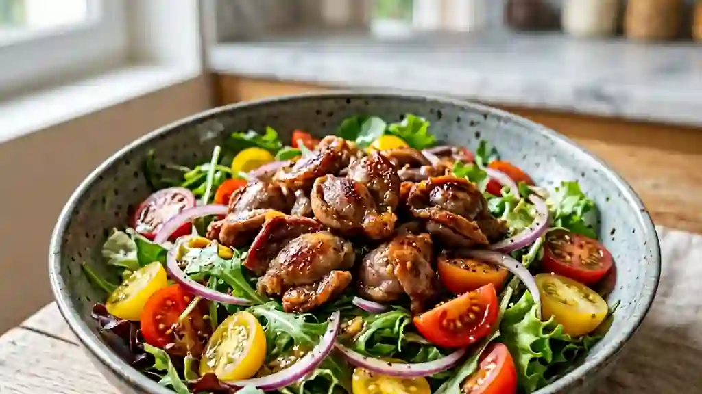 Gésiers confits craquants et mesclun frais - Photo de présentation