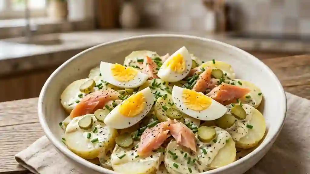 Salade de haddock fumé et pommes de terre tendres - Photo de présentation